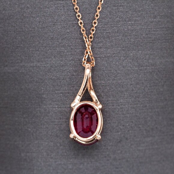 2.6cts Madagascar Ruby Pendant in Solid 14K Rose Gold with Natural Diamonds - Picture 7 of 8